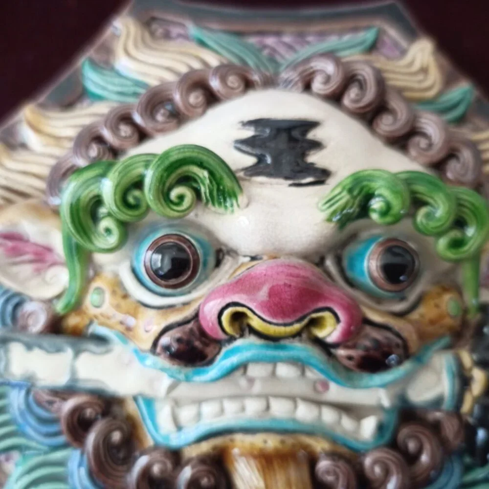vintage collectable Koji pottery Komainu ceramic sculpture Taiwan